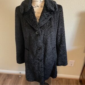 Gallery Womens Black Long Sleeve Collared Button Front Winter Coat Size Small
